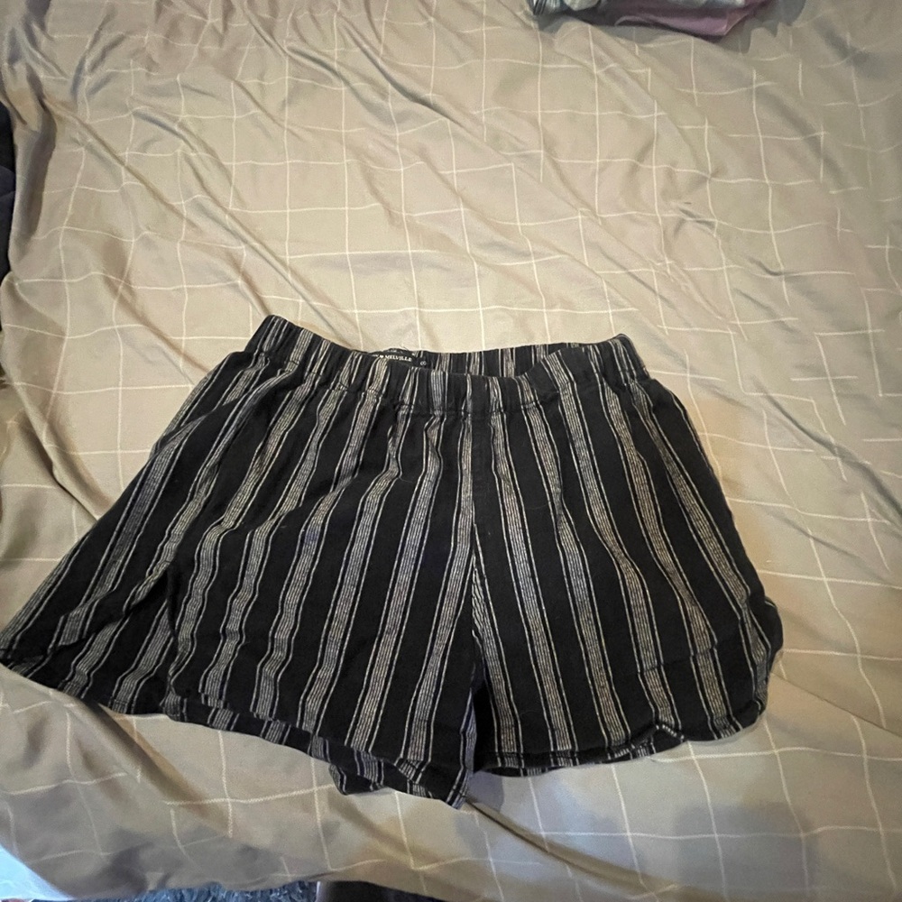 Brandy Melville Black and Gray Striped Shorts